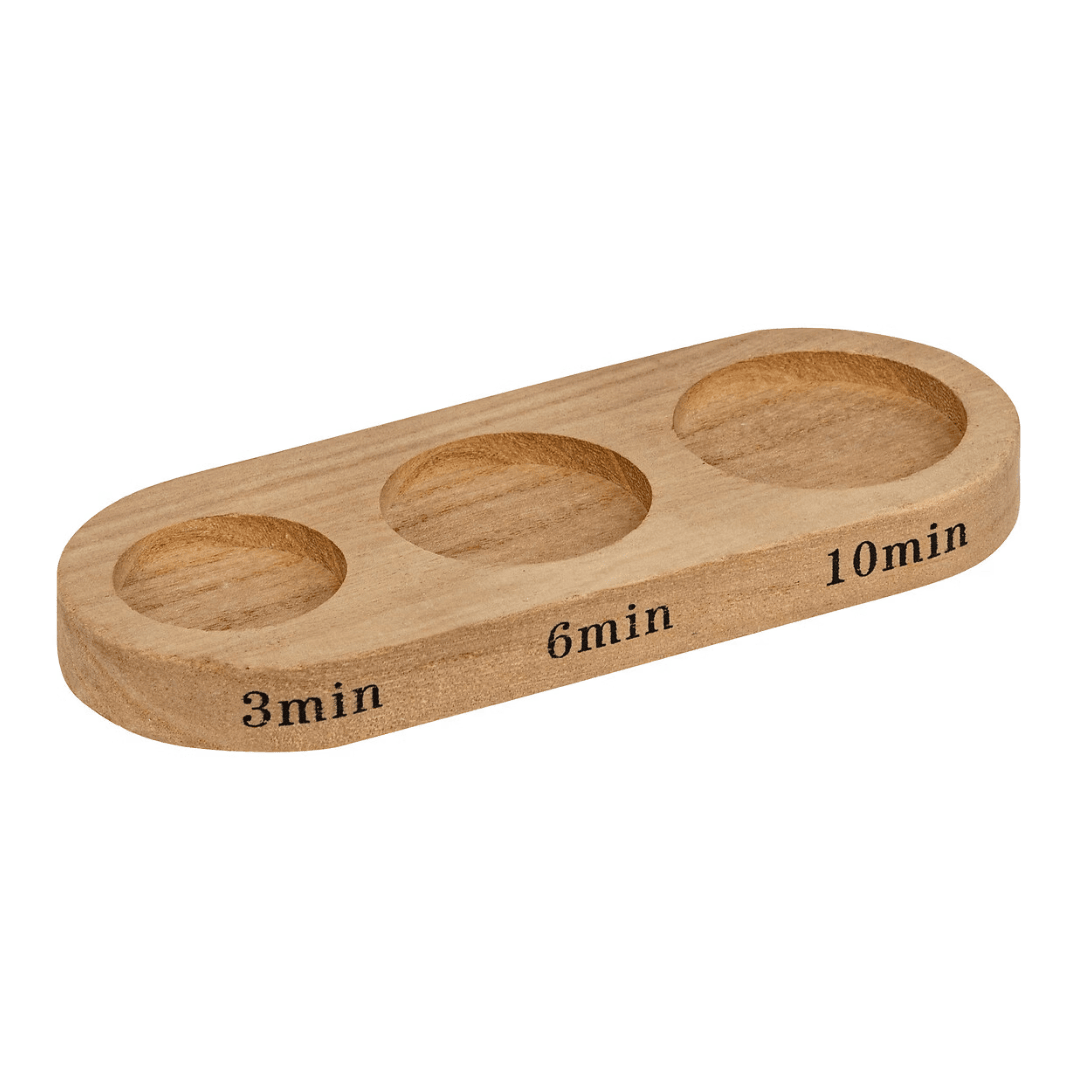 Glass Decorative Hourglass Set 3, 6, & 10 Minute Timers on Wooden Base