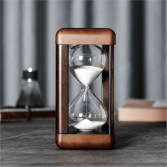 The "Modern Cube" Wooden Decorative Hourglass Rounded Walnut Frame