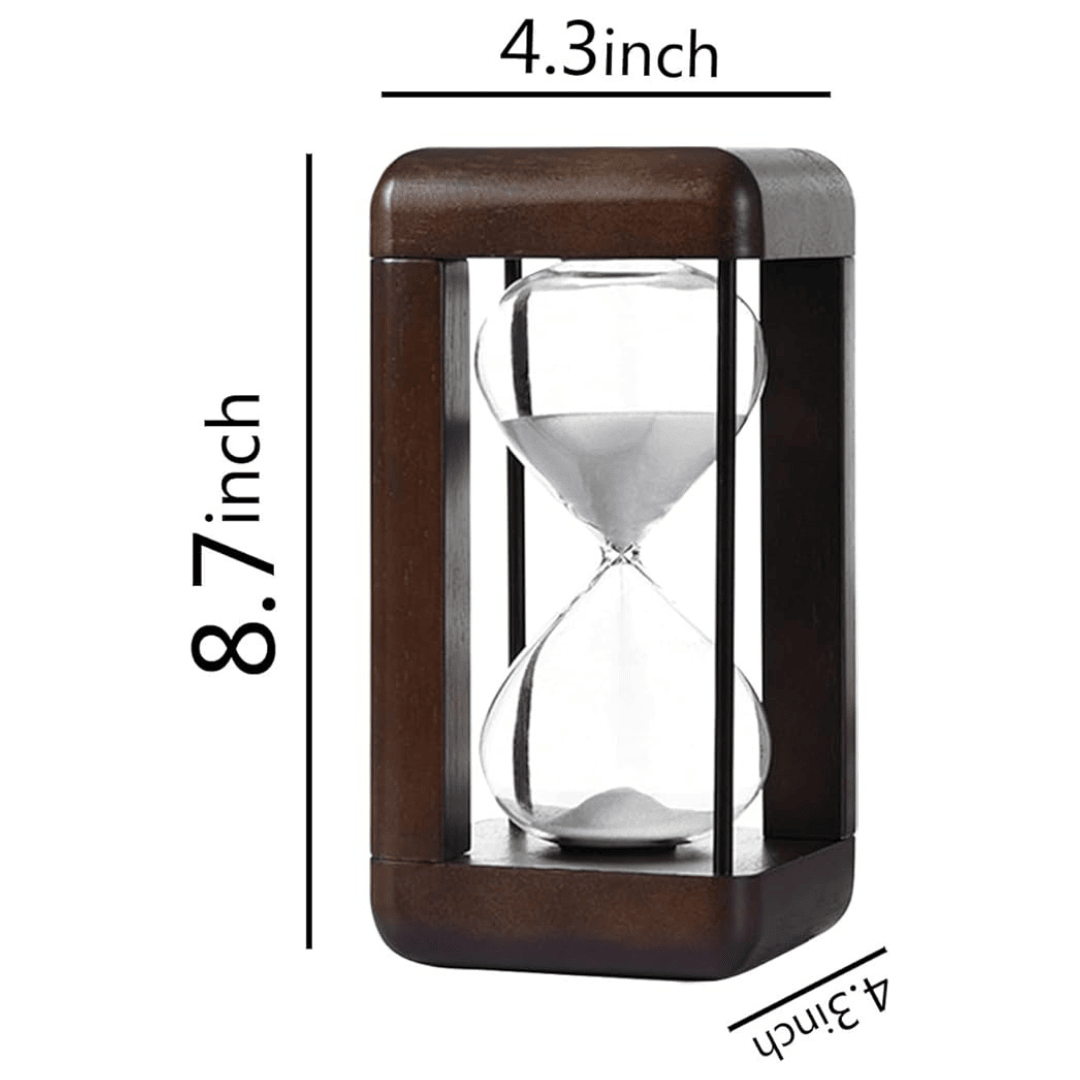 The "Modern Cube" Wooden Decorative Hourglass Rounded Walnut Frame