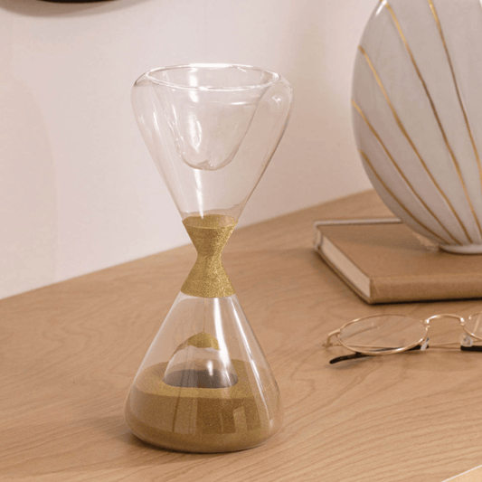 Woven Gold Accent The "Gilded Waist" Glass Decorative Hourglass