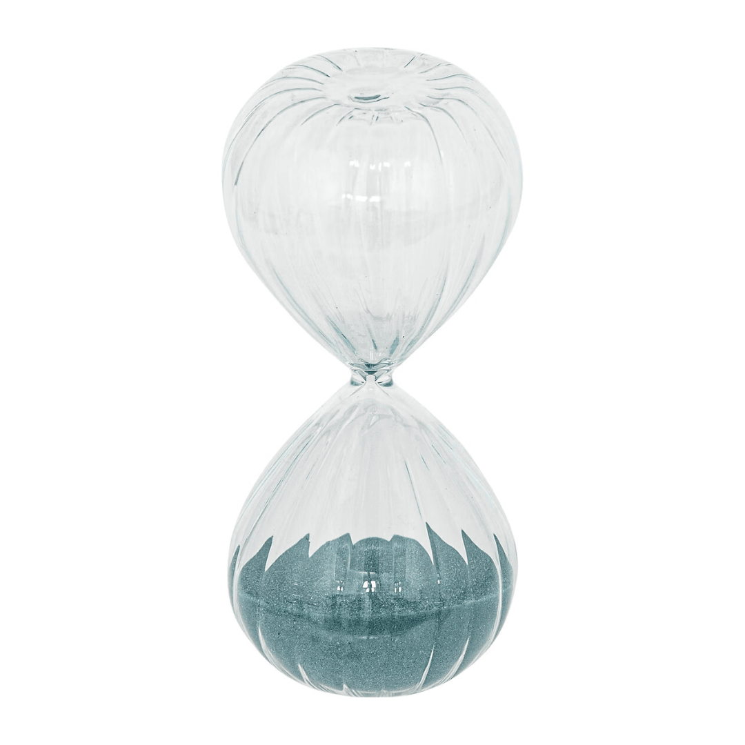 Glass Decorative Hourglass Set 3, 6, & 10 Minute Timers on Wooden Base
