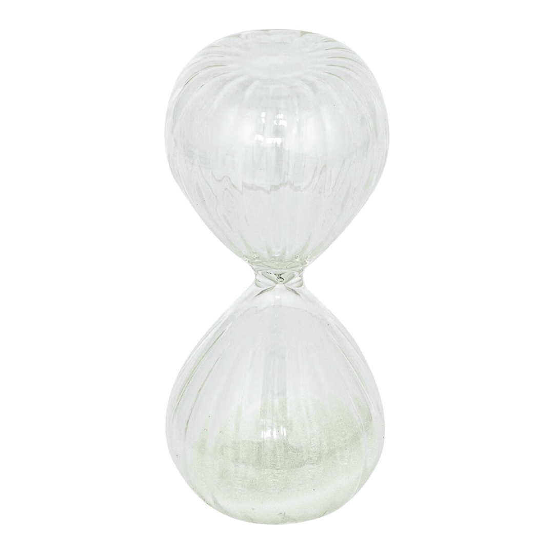 Glass Decorative Hourglass Set 3, 6, & 10 Minute Timers on Wooden Base