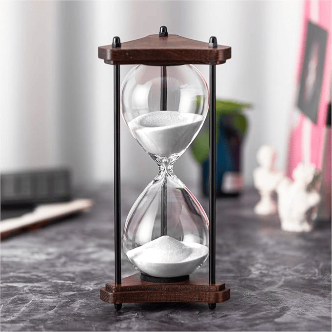 60-Minute Timer in Walnut Finish Wooden Decorative Hourglass