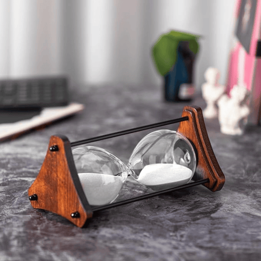 60-Minute Timer in Walnut Finish Wooden Decorative Hourglass