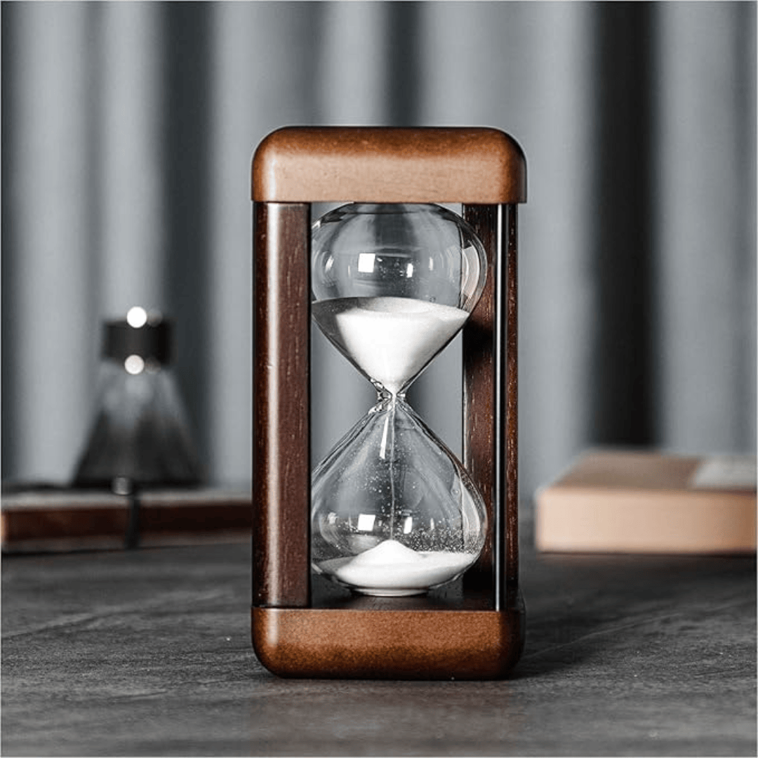 The "Modern Cube" Wooden Decorative Hourglass Rounded Walnut Frame