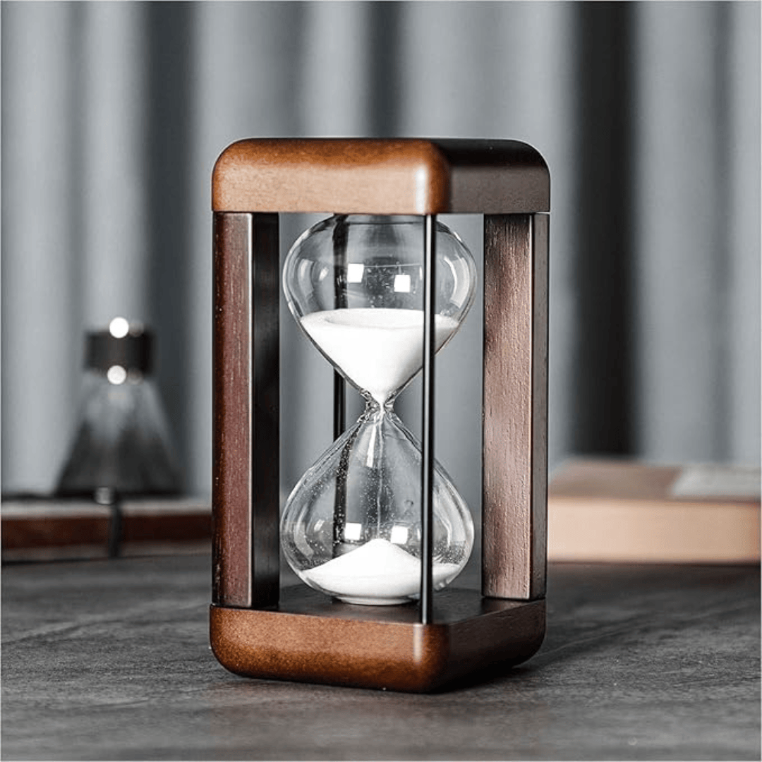 The "Modern Cube" Wooden Decorative Hourglass Rounded Walnut Frame