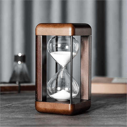 The "Modern Cube" Wooden Decorative Hourglass Rounded Walnut Frame