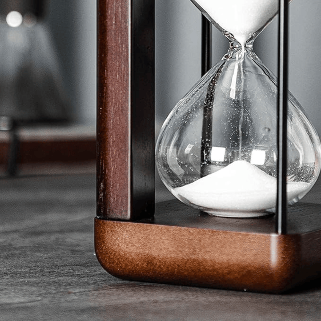 The "Modern Cube" Wooden Decorative Hourglass Rounded Walnut Frame