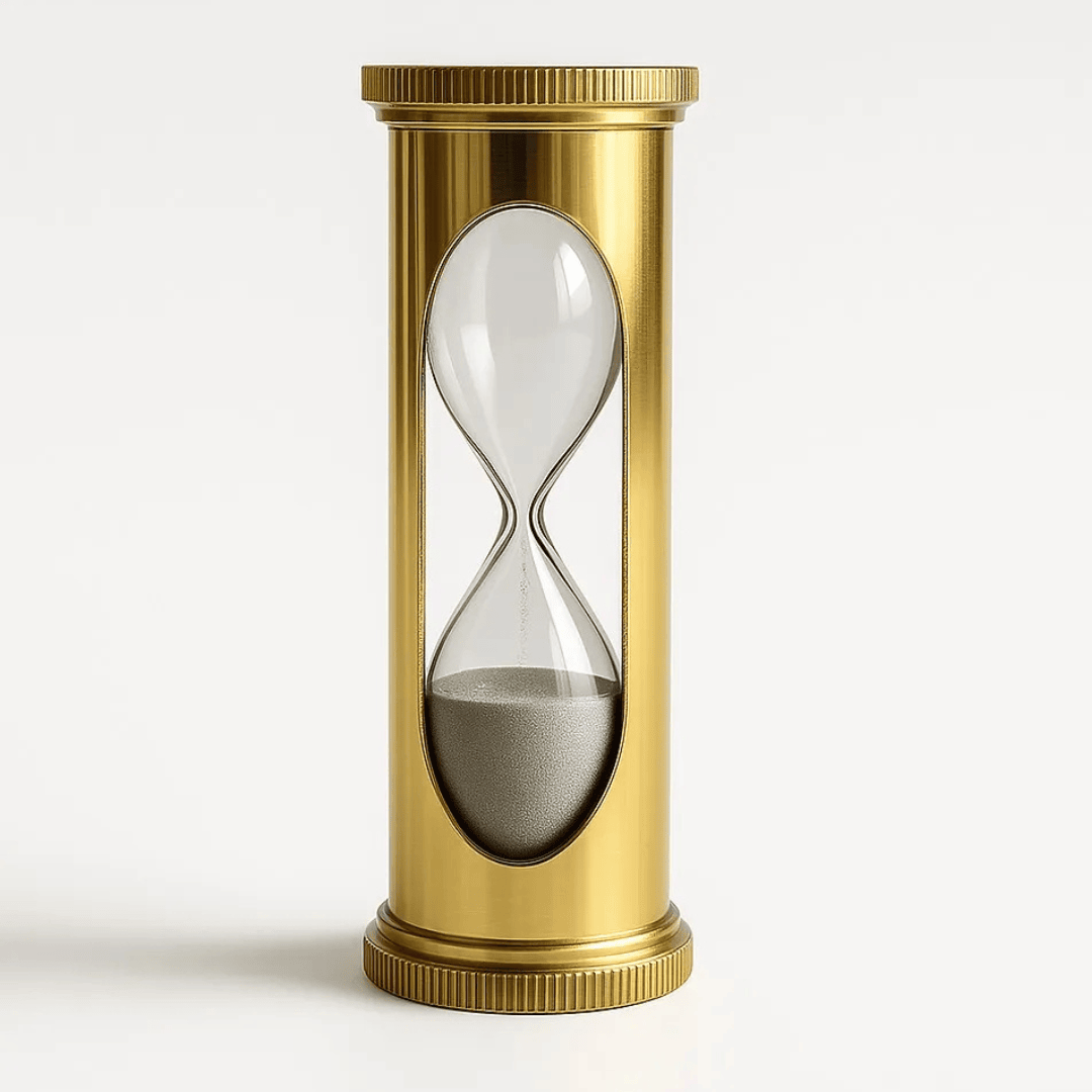 30-Second Brass Timer in Gold Finish Metallic Decorative Hourglass
