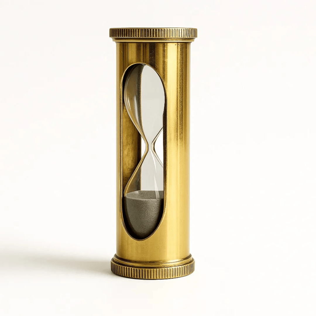30-Second Brass Timer in Gold Finish Metallic Decorative Hourglass