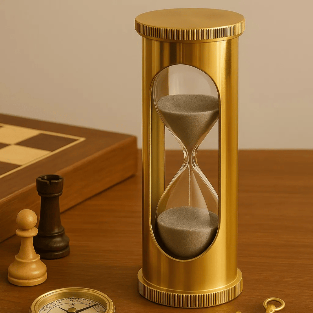 30-Second Brass Timer in Gold Finish Metallic Decorative Hourglass