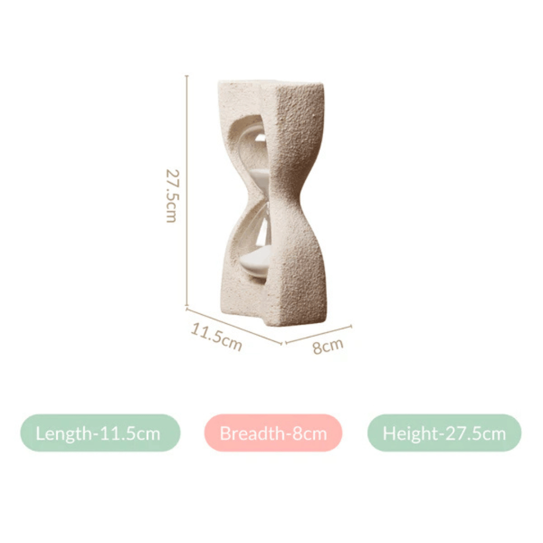 Polished Marble & Gilded Pillars Marble Decorative Hourglass