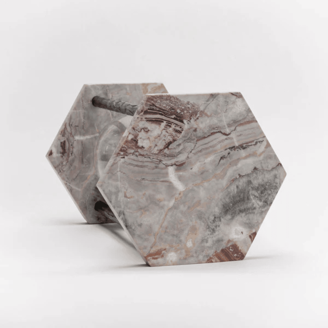 Sculpted Red Vein Base Obsidian Sand Flow Marble Decorative Hourglass